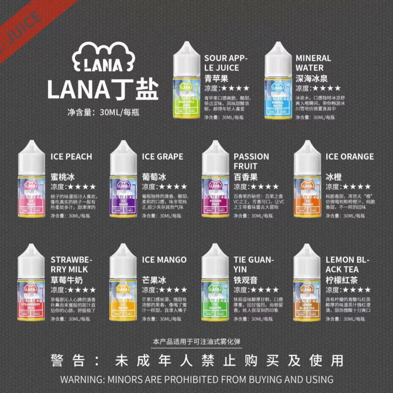 LANA煙油丁鹽 正品小煙油 5送1(lana煙油通用任何注油主機)